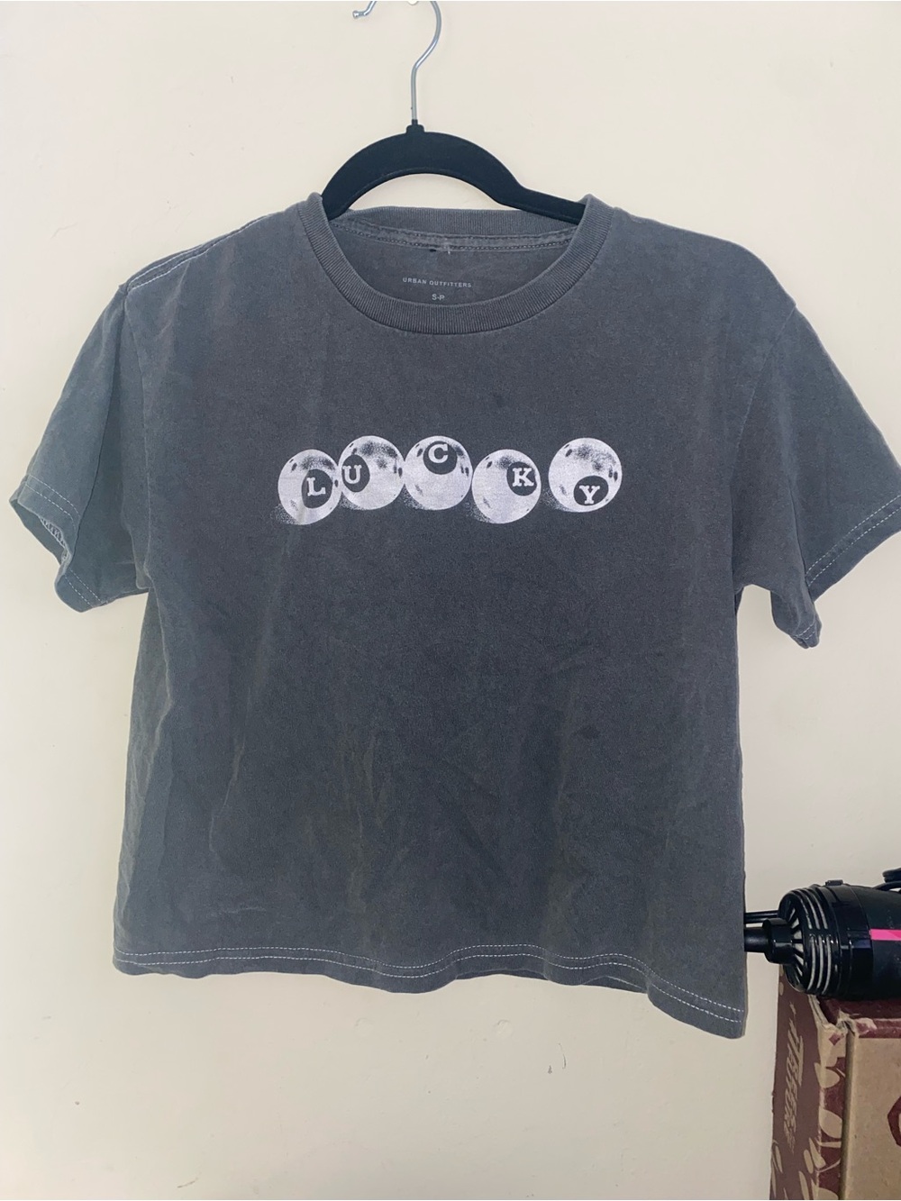 Urban Outfitters Charcoal Graphic 'Lucky' Crop Tee